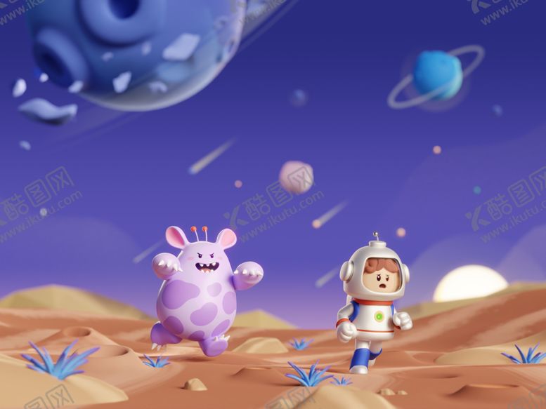 编号：15465111012305191374【酷图网】源文件下载-太空探险的萌趣伙伴
