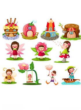 儿童卡通插画幼园素材男孩学生生活