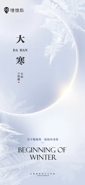 大寒雪花节气海报