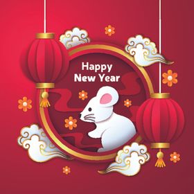 蓝色鼠年春节背景图