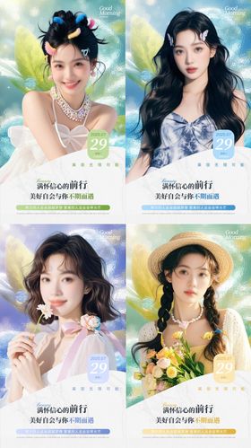 医美早安日签海报模特人物每