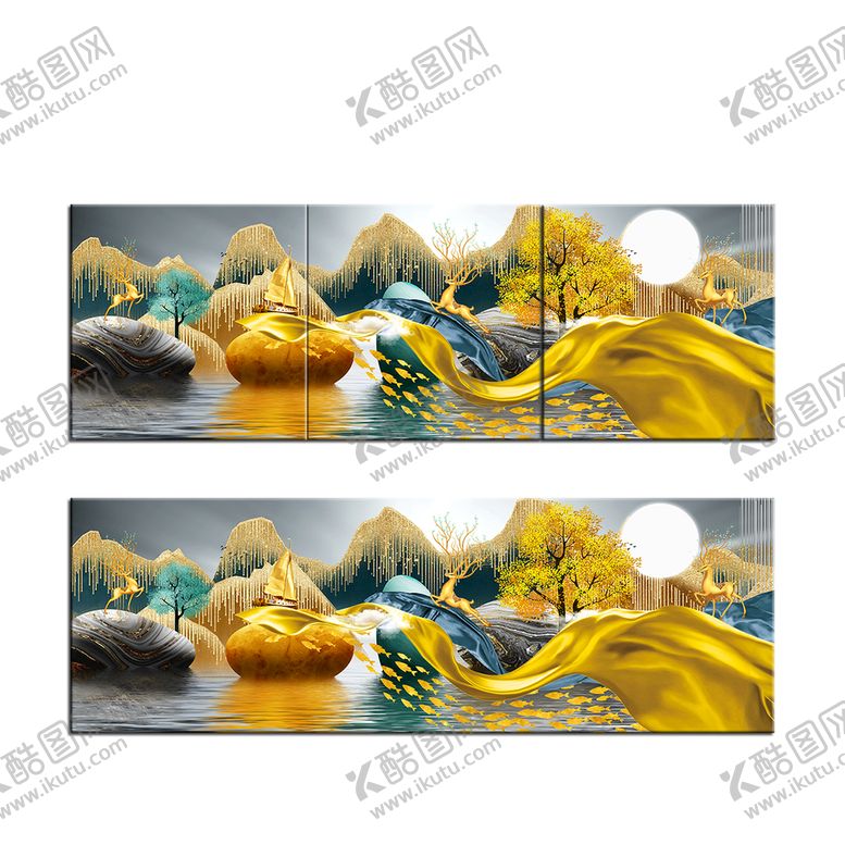 编号：53148909270016548293【酷图网】源文件下载-发财鹿装饰画