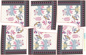 多彩花卉图案方形丝巾