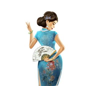民国女性人物插画海报素材