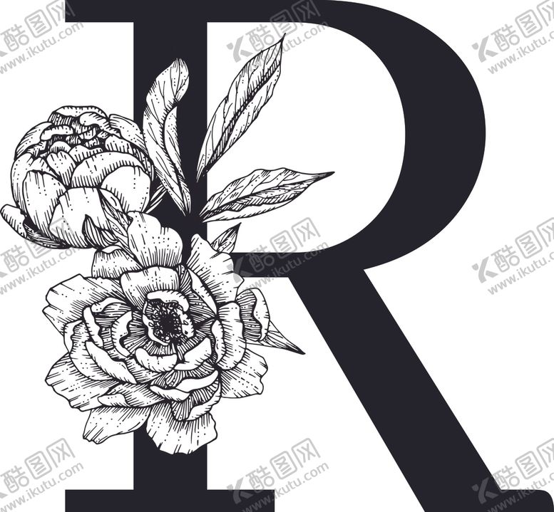 编号：14156209191323597394【酷图网】源文件下载-花卉装饰字母字母R
