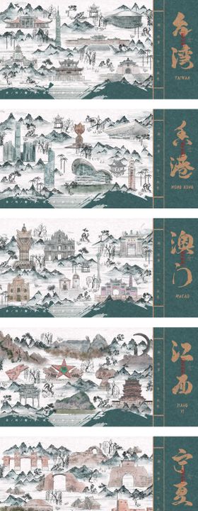 国内城市旅游印象海报展板
