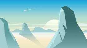 山插画远山绿色的山