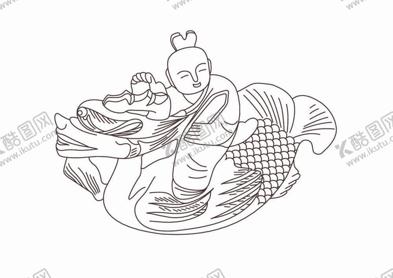 编号：97020012062120192081【酷图网】源文件下载-鱼化龙线稿