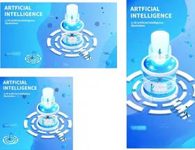 AI人工智能蓝色科技背景