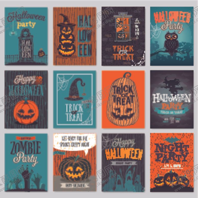 编号：56647109192052036627【酷图网】源文件下载-12款创意万圣节海报