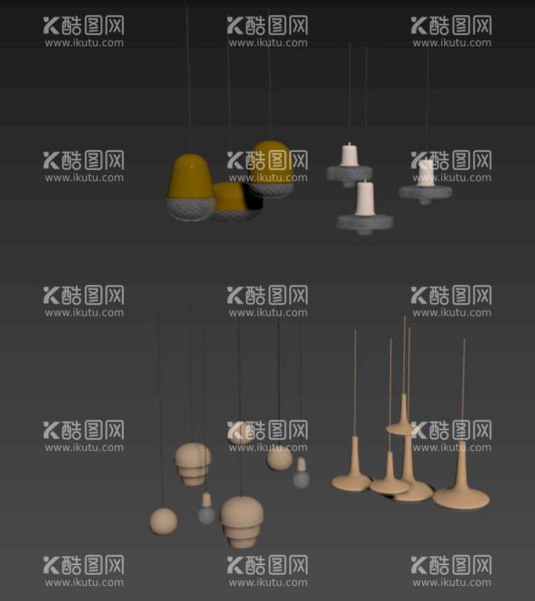 编号：19401011232056149963【酷图网】源文件下载-现代金属玻璃吊灯模型