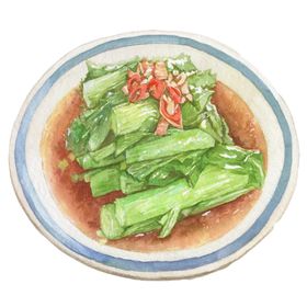 手绘蒜蓉油麦菜