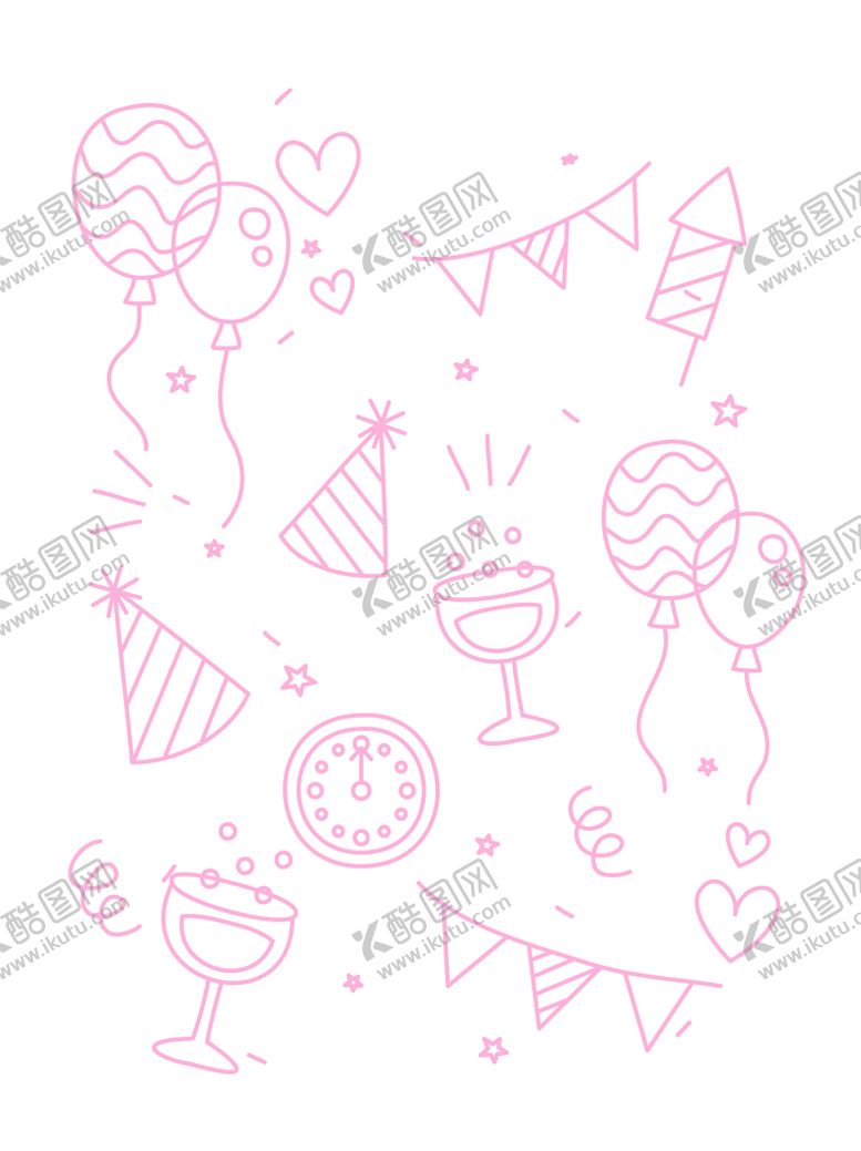 编号：93684009130216526785【酷图网】源文件下载-手绘卡通可爱素描庆祝生日装饰
