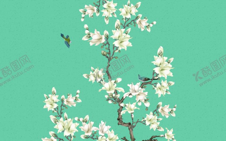 编号：71191306250604373509【酷图网】源文件下载-花鸟画手绘画鸟背景墙