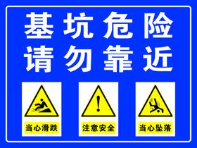 基坑危险请勿靠近警示牌中国建筑