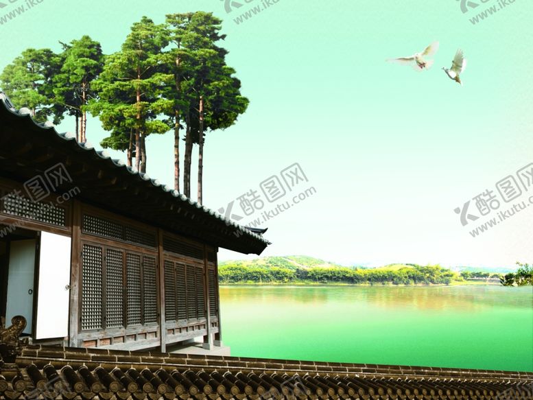 编号：49656405091102286412【酷图网】源文件下载-古代建筑白鸽背景