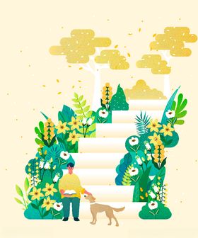 小清新简约创意海报图片晰花香情侣
