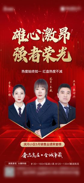 红色地产人物销冠展架刷屏