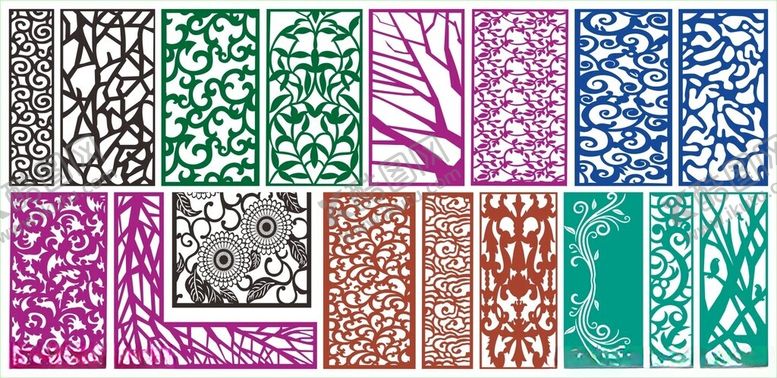 编号：76889111020414334054【酷图网】源文件下载-窗花镂空花纹屏风隔断雕花