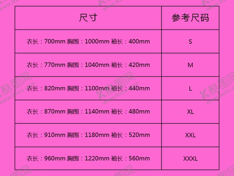 编号：42835009171453278496【酷图网】源文件下载-雨衣尺码