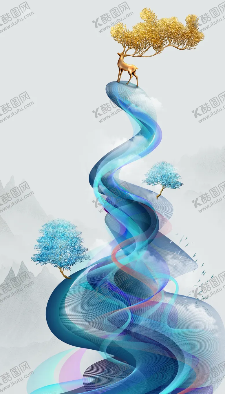 编号：56182007062002398859【酷图网】源文件下载-新中式发财鹿