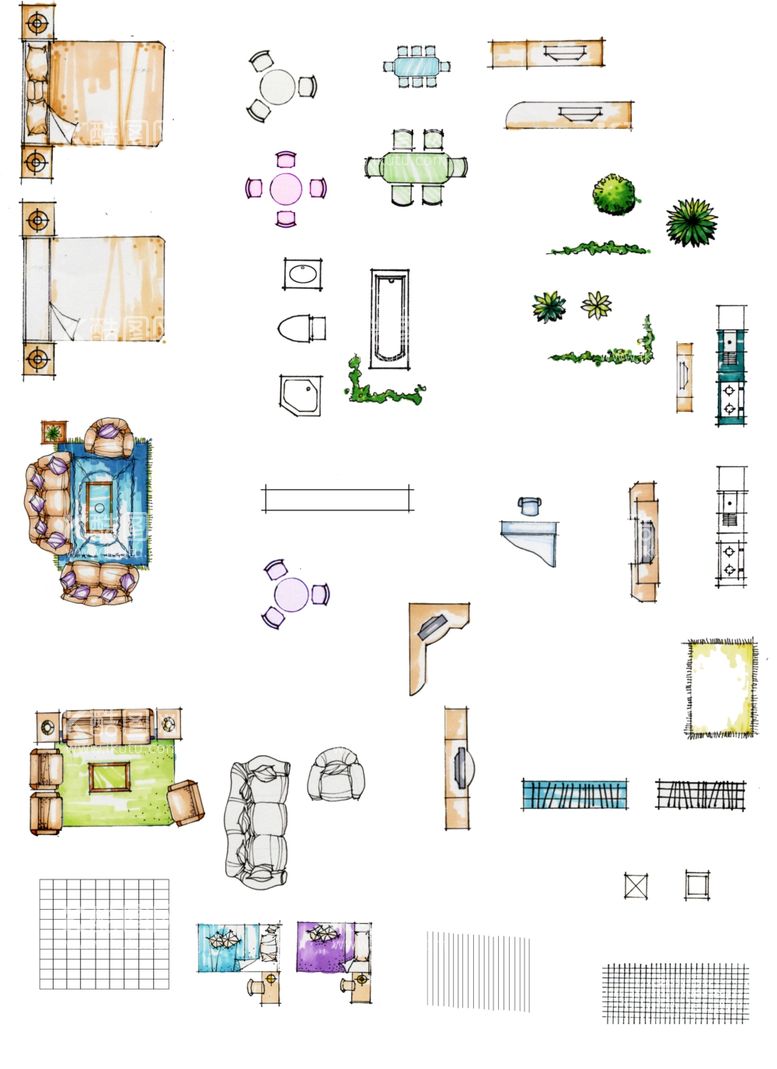 编号：80592111240555401231【酷图网】源文件下载-室内平面设计室内彩色平面