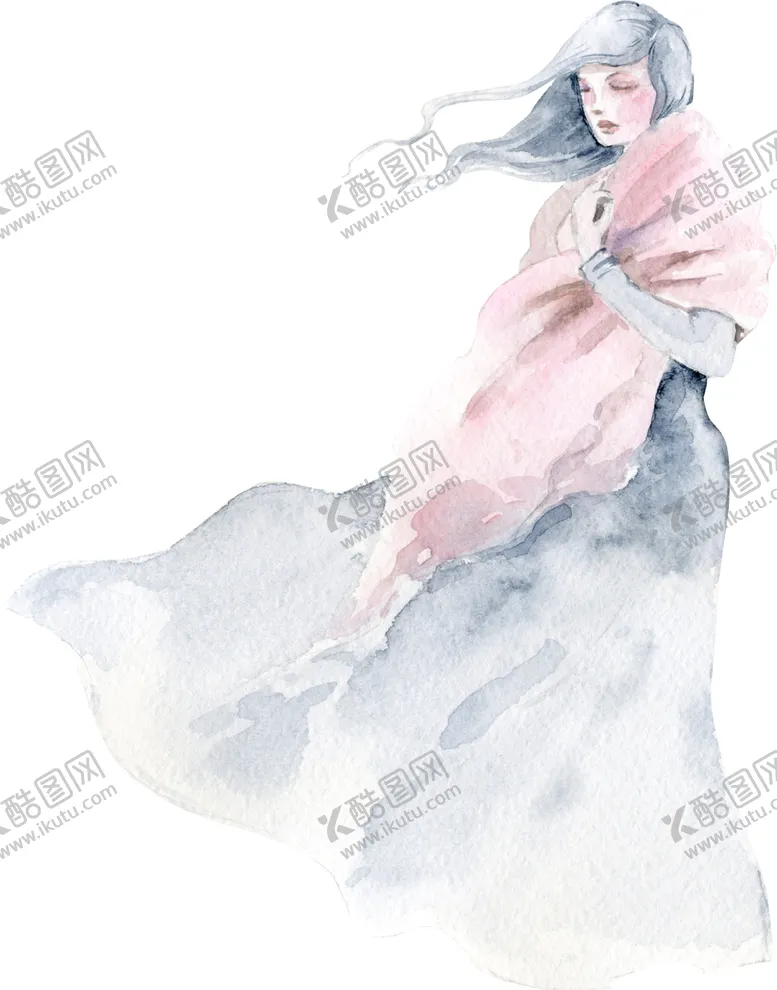 编号：46060906271951179467【酷图网】源文件下载-水彩绘画人物女孩