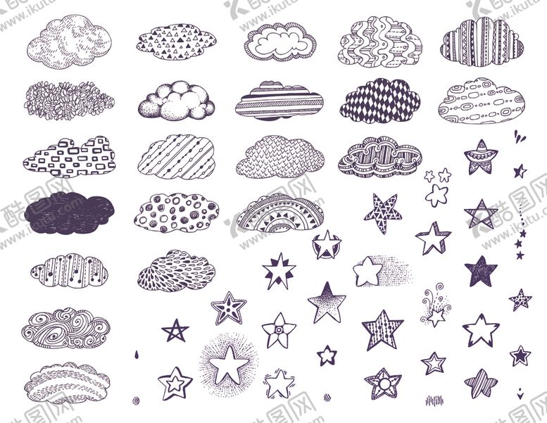 编号：84155010091855511887【酷图网】源文件下载-云朵星星天气图标