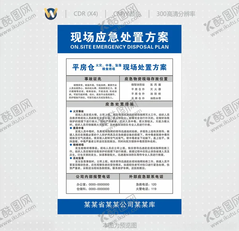 编号：50399606261947573539【酷图网】源文件下载-平方仓现场应急处置方案