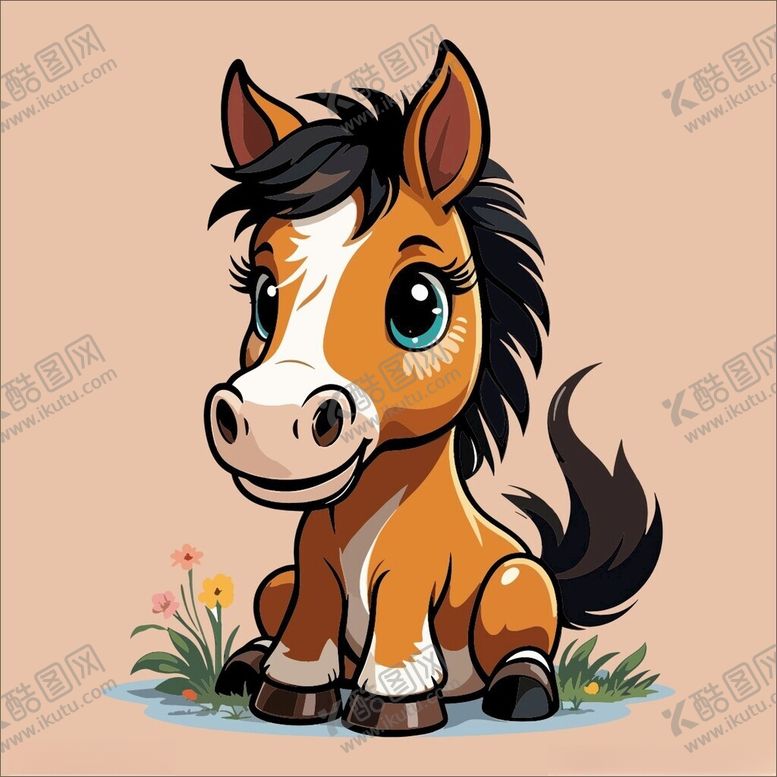 编号：54360304022141047381【酷图网】源文件下载-可爱萌趣小马插画