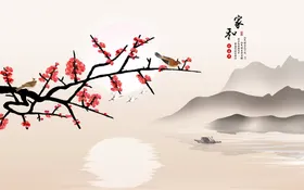 家和万事兴花鸟富贵图玉兰花