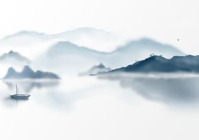 古风山水水墨 