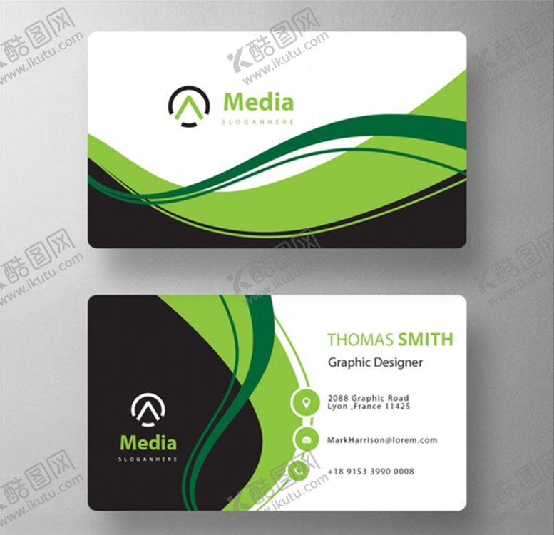 编号：31862909220236297087【酷图网】源文件下载-绿色个人名片模板