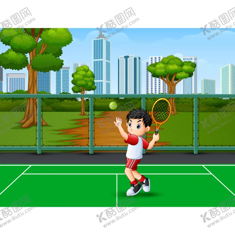 编号：54045712110836587252【酷图网】源文件下载-矢量儿童打网球