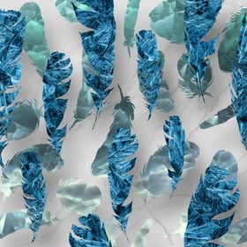 蓝色大理石羽毛装饰画