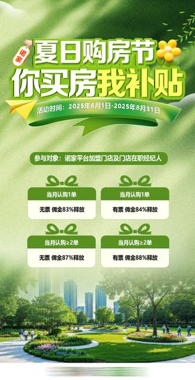 夏日购房节补贴绿色海报