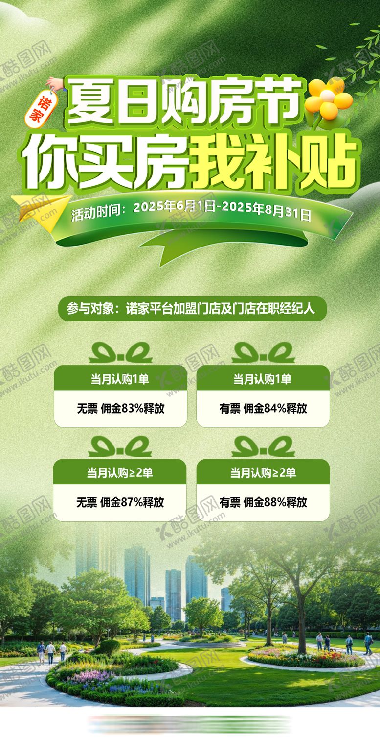 编号：28883104301602111040【酷图网】源文件下载-夏日购房节补贴绿色海报