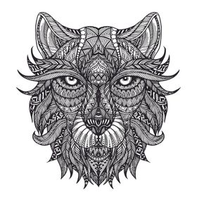 黑白线描动物