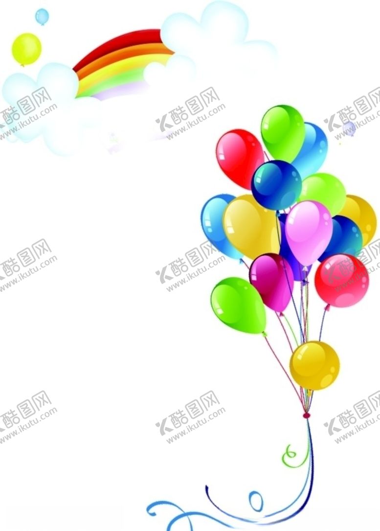 编号：28475110090227544565【酷图网】源文件下载-彩虹和七彩汽球