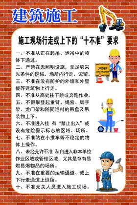 施工现场行走或上下的十不准要求