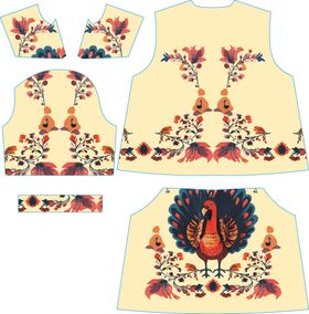 孔雀花卉图案服饰设计稿