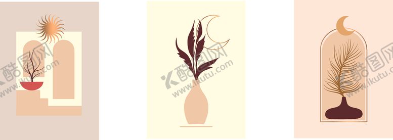 编号：28876909290616324225【酷图网】源文件下载-三幅简约风神秘图腾挂画