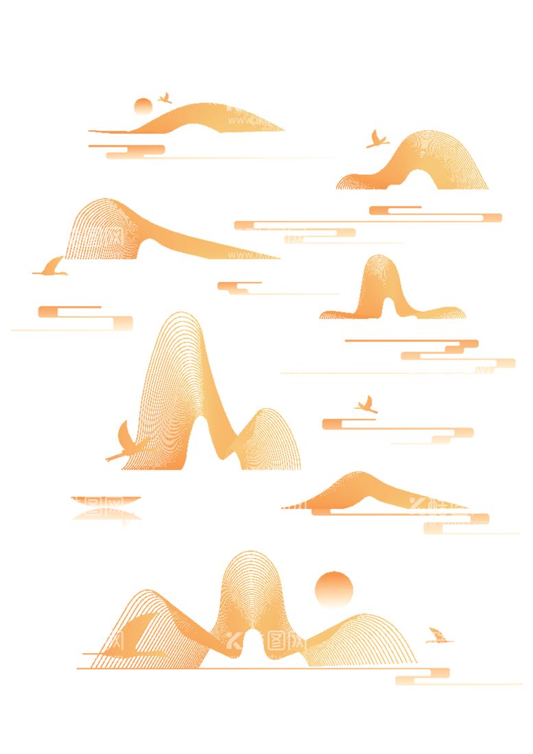 编号：26423012102142444345【酷图网】源文件下载-中国风山水祥云素材