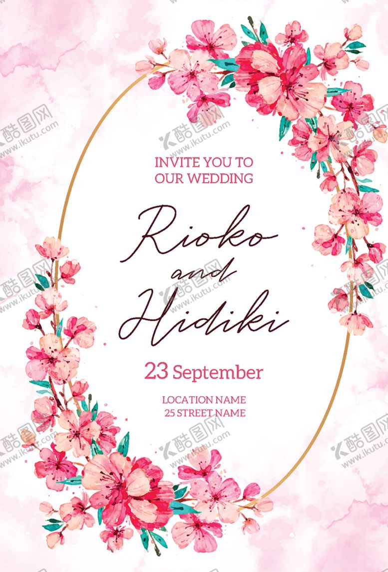 编号：29533309211616575664【酷图网】源文件下载-日式花卉婚礼请柬模板