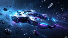 炫酷科幻赛车在星空中飞驰