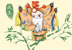 卡通国潮京剧人物插画