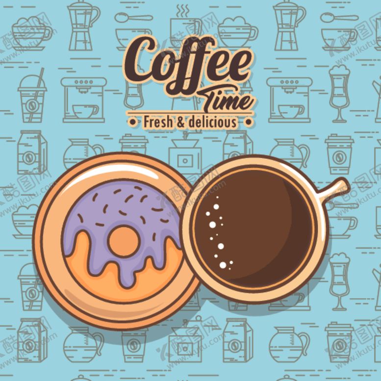 编号：33986210071137283135【酷图网】源文件下载-复古下午茶点心咖啡插画