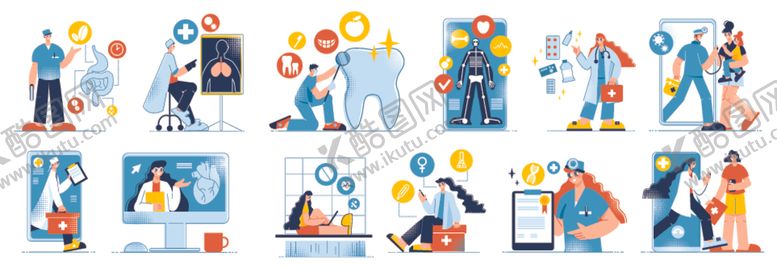 编号：34845809190338078998【酷图网】源文件下载-看牙医场景插画