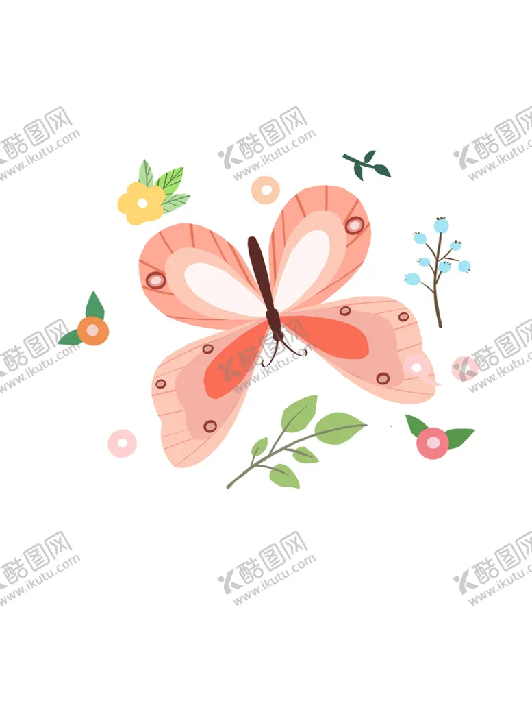 编号：84750209122042019674【酷图网】源文件下载-橙色蝴蝶手绘昆虫马卡龙