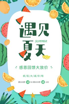 遇见夏天水果促销海报